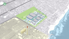 A computer generated aerial view of the proposed desalination project